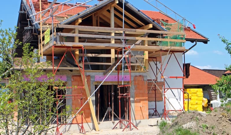 house in scaffolding